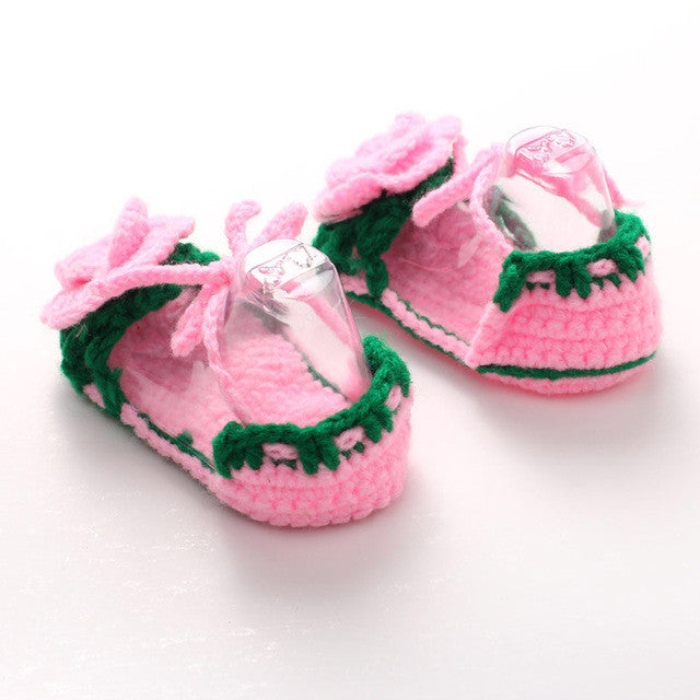 Crochet Baby Girls Flower Bow tie Handmade sandals