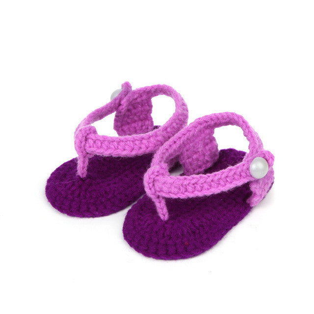 Crochet Baby Girls Flower Bow tie Handmade sandals