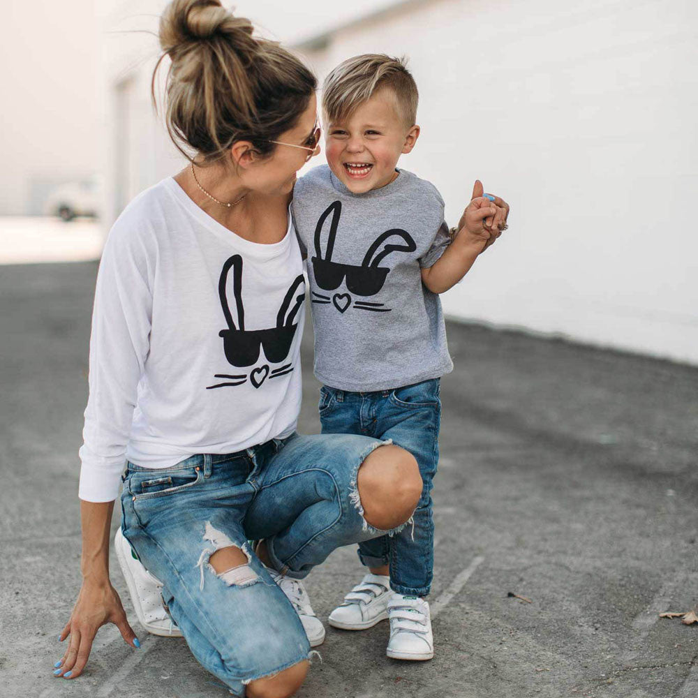 mother and son family matching shirt