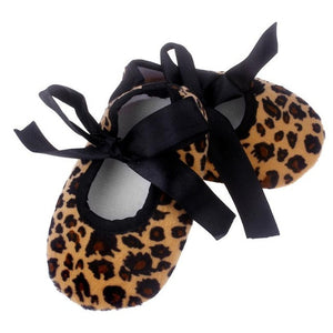 Leopard print bow slip soft Kids girl first walker Shoes