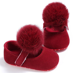 Newborn Spring Toddler Baby Girls Pompom Princess Soft Sole Crib Shoes