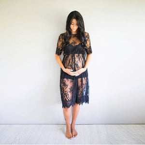 Summer Maternity Party Photography Black Lace Pregnancy Dresses